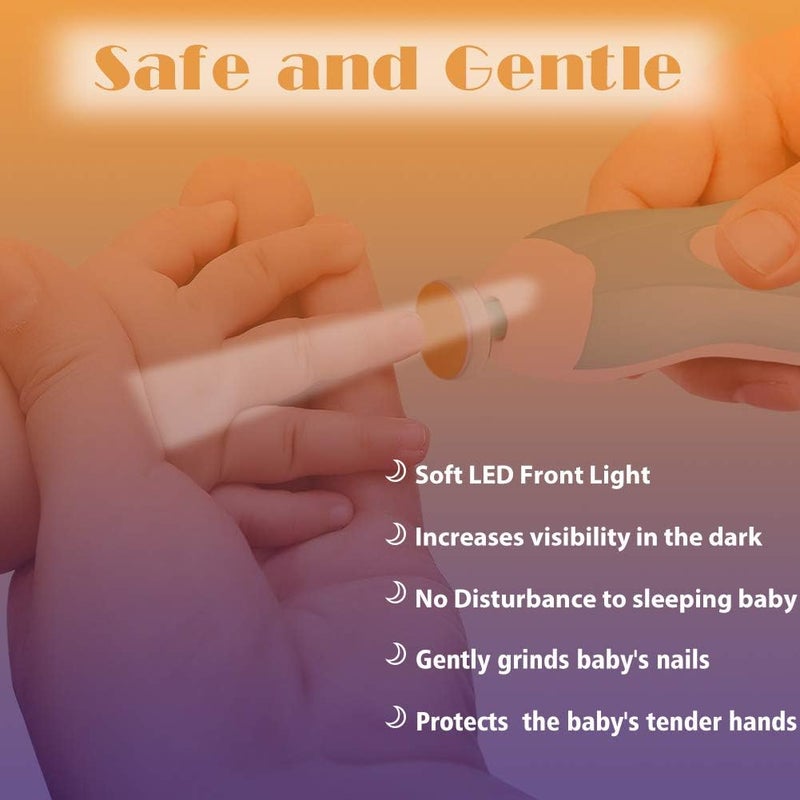 Consevisen Baby Nail Trimmer Electric Nail File Baby Nail Clippers, 20 in 1 Safe Nail Filer Grinder Kit for Newborn Infant Toddler Kids or Adults Toes Fingernails Care Trim Polish, Led Light and Grinding Heads - Image 5